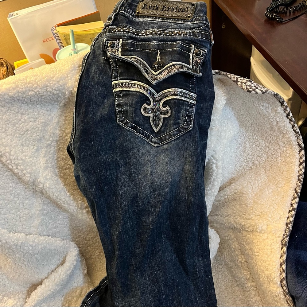 Rock Revival Women's Dark Wash Boot Cut Jeans with Embroidered Back Pockets